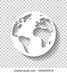 Earth planet, global map. White icon with shadow on transparent background - Powered by Shutterstock - Get 15% off with code: PIKWIZARD15