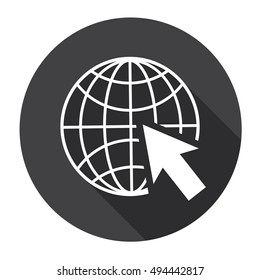 Earth Planet Globe Arrow Computer Icon Search Flat Vector Illustration