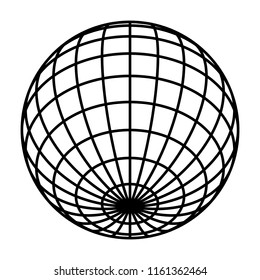 Earth planet globe grid of black thick meridians and parallels, or latitude and longitude. 3D vector illustration.