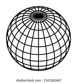 Earth planet globe grid of black thick meridians and parallels, or latitude and longitude. 3D vector illustration.