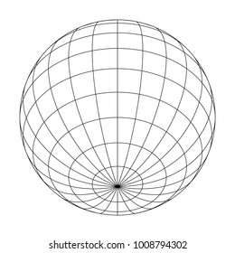 Earth Planet Globe Grid Of Meridians And Parallels, Or Latitude And Longitude. 3D Vector Illustration.