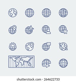 Earth planet, globe vector icons set