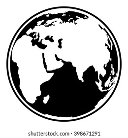 Earth planet globe web and mobile icon design. Contour black symbol of earth planet isolated on white background. Vector illustration.