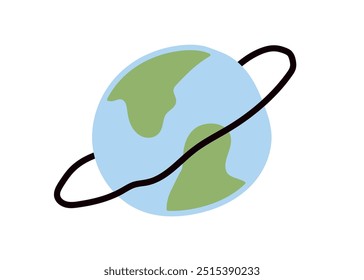 Planeta da Terra, globo, mundo, geografia, símbolo de viagem do mundo, infantil bonito, desenho infantil, planeta desenhado, estilo simples doodle terra globo plana vetor ilustração.