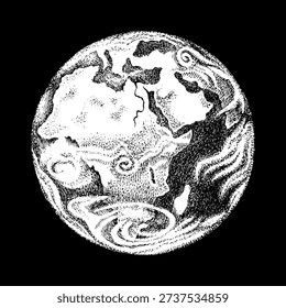 Earth planet hand drawn vector illustration