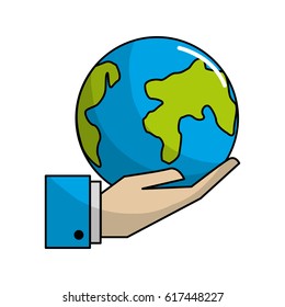 earth planet in the hand icon