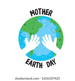earth planet with hands. mother earth day. vector illustration