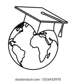earth planet with hat graduation