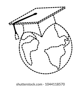 earth planet with hat graduation