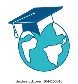 earth planet with hat graduation