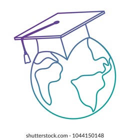 earth planet with hat graduation