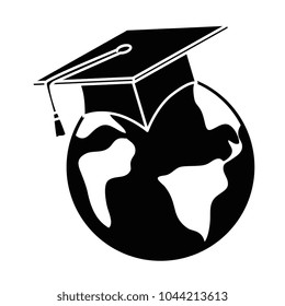 earth planet with hat graduation