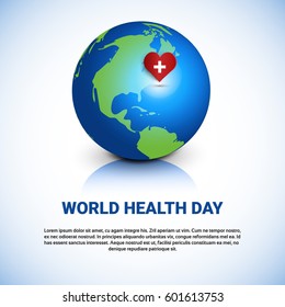 Earth Planet Health World Day Global Holiday Banner With Copy Space Flat Vector Illustration