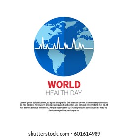 Earth Planet Health World Day Global Holiday Banner With Copy Space Flat Vector Illustration