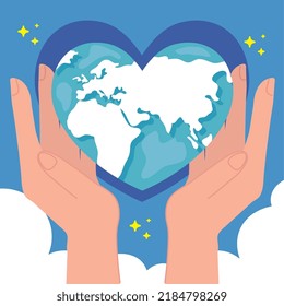 earth planet with heart shape