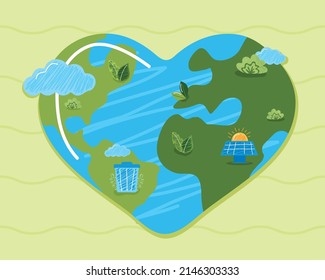 icono de forma de corazón del planeta tierra