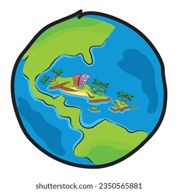 Earth Planet With Home and City Around
