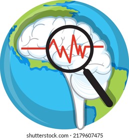 Earth planet with human brain illustration