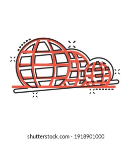 Earth planet icon in comic style. Globe geographic cartoon vector illustration on white isolated background. Global communication splash effect business concept.