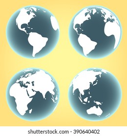 Earth planet icon. different angles. vector illustration 