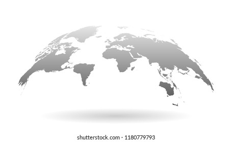 Earth planet icon in flat style. 3D world map vector illustration on white isolated background. Global communication business concept.