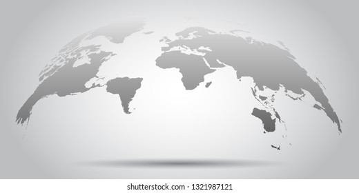 Earth planet icon in flat style. 3D world map vector illustration on white background. Global communication business concept.