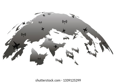 Earth planet icon in flat style. 3D world map vector illustration on white isolated background. Global communication business concept