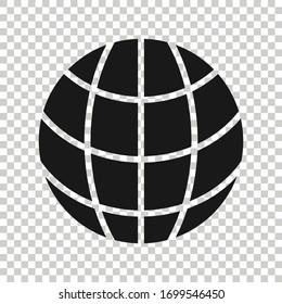 Earth planet icon in flat style. Globe geographic vector illustration on white isolated background. Global communication business concept.