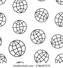 Earth planet icon in flat style. Globe geographic vector illustration on white isolated background. Global communication seamless pattern business concept.