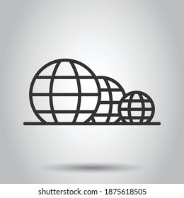 Earth planet icon in flat style. Globe geographic vector illustration on white isolated background. Global communication business concept.