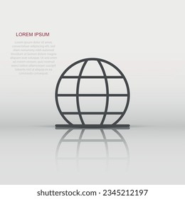 Earth planet icon in flat style. Globe geographic vector illustration on white isolated background. Global communication business concept.
