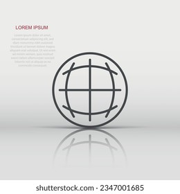 Earth planet icon in flat style. Globe geographic vector illustration on white isolated background. Global communication business concept.