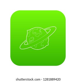 Earth planet icon green vector isolated on white background