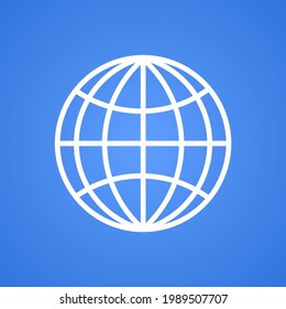 Icono de la Tierra o del planeta. Internet, iconos de red. Icono mundial. Ilustración vectorial aislada en fondo azul.