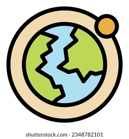 Earth planet icon outline vector. Space astronaut. Cute satellite color flat