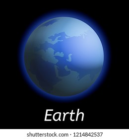 Earth planet icon. Realistic illustration of earth planet vector icon for web design