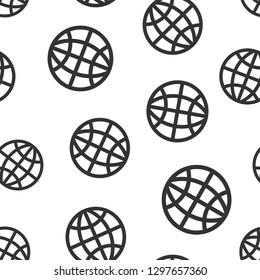 Earth planet icon seamless pattern background. Globe geographic vector illustration. Global communication symbol pattern.