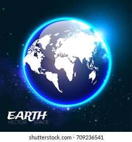 Earth. Planet Icon. World and Shining Globe Design. Universe and Cosmos Space. Vector illustration