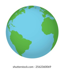 Earth Planet Illustration. 3D Globe Vector. Traveling Concept. Tourism. Green and Blue with Gradient. World.
