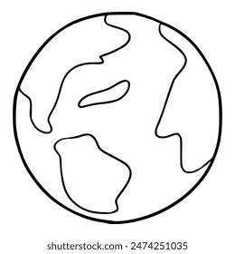 earth planet illustration hand drawn outline isolated vector