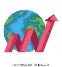 earth planet with increase arrow