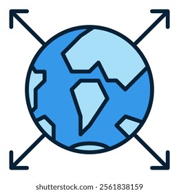 Earth Planet International Relations vector concept blue icon or logo element