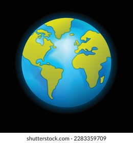 Earth planet isolated on dark background. Graphic vector