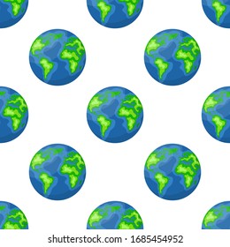 Earth planet isolated on white background. Planet of solar system. Cartoon style vector illustration for any design.