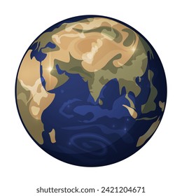 Earth, planet. Isolated vector illustration. Cosmos, outer space, astronomy, astrology, science, geography. Continents and oceans.
