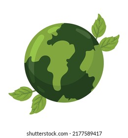 earth planet with leafs icon