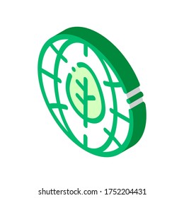 Earth Planet Leaves Tree vector isometric sign. color isolated symbol illustration