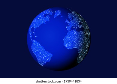 Earth planet lighting wireframe and geometric background