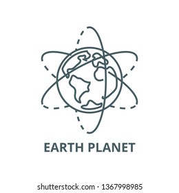 Earth planet line icon, vector. Earth planet outline sign, concept symbol, flat illustration