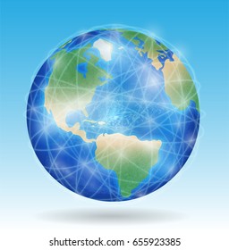 earth planet with line of network connect around the world